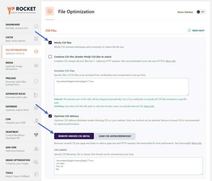 WP Rocket WooCommerce CSS performance optimization